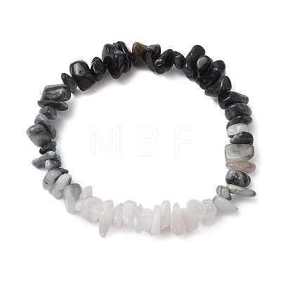 Natural Eagle Eye Stone Chips Beaded Stretch Bracelets for Women BJEW-TA00557-05-1