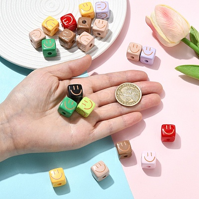20Pcs Baking Paint Opaque Acrylic Beads OACR-YW0004-29-1
