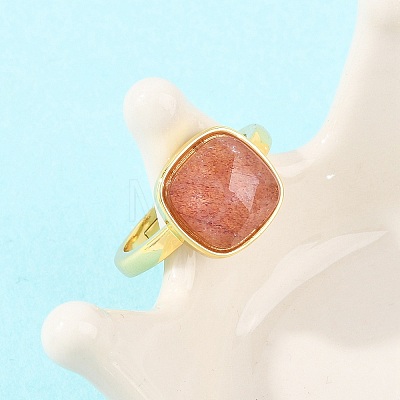 Natural Strawberry Quartz Finger Rings with Brass Findings G-H353-04G-05-1