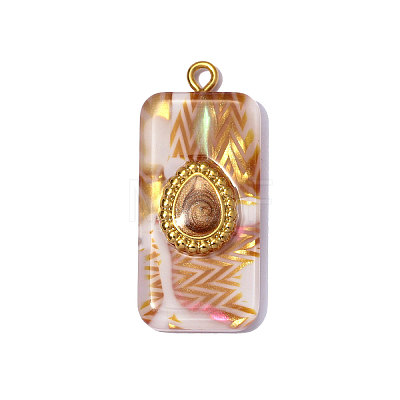 304 Stainless Steel Resin Pendants STAS-OY012-57G-1