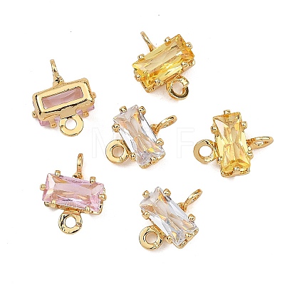 SHEGRACE Brass Pave Cubic Zirconia Rectangle Connector Charms XGRQ2O369-438G-1