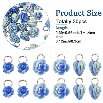 30Pcs 3 Styles Synthetic Shell Pendants PALLOY-YW00133-1