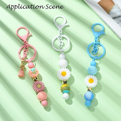 Baking Painted Alloy and Brass Bar Beadable Keychain for Jewelry Making DIY Crafts DIY-YW0007-58F-1