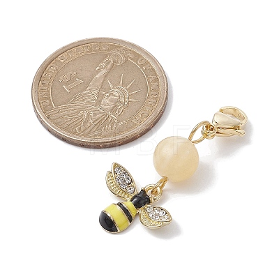 Bee & Honeycomb & Flower & Honey Jar Alloy Enamel Pendant Decorations HJEW-JM01601-1