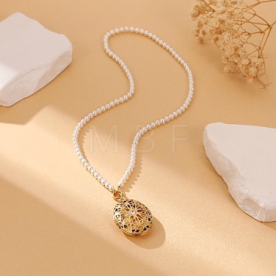 Hollow Oval Stainless Steel Pendant Necklace AK0492-1
