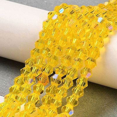 Transparent Electroplate Glass Beads Strands GLAA-F029-4mm-D22-1