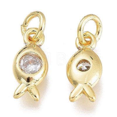 Brass Micro Pave Clear Cubic Zirconia Charms KK-M206-49G-1