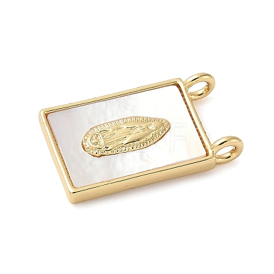 Brass Pave Natural White Shell Pendants KK-S522-02D-G-1
