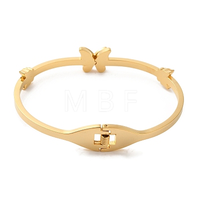 Adjustable Butterfly Vacuum Plating 304 Stainless Steel Bangles for Women BJEW-F474-21G-1