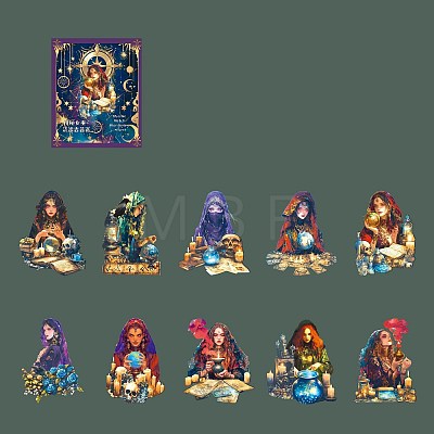 20Pcs 10 Styles Gipsy Women PET Stickers PW-WG09C8B-03-1