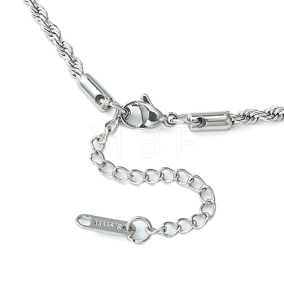 304 Stainless Steel Rope Chain Necklace for Men Women NJEW-YW0001-19-1