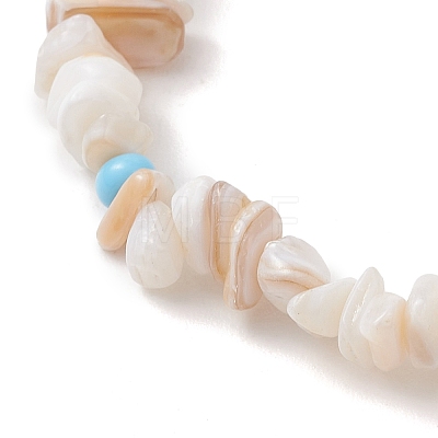 Natural Shell & Synthetic Turquoise Beads Bracelets BJEW-JB13234-1