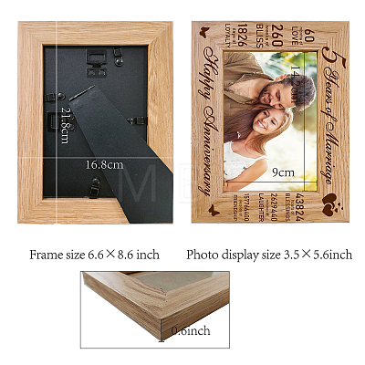 Natural Wood Photo Frames AJEW-WH0292-021-1