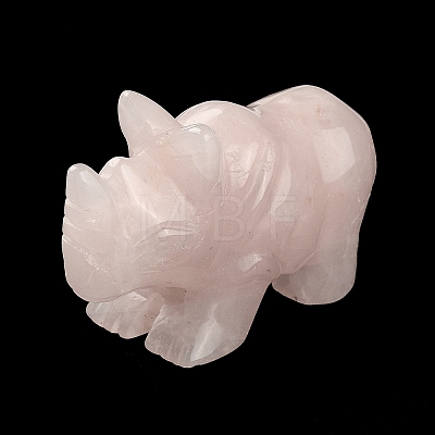 Natural Rose Quartz Carved Healing Rhinoceros Figurines DJEW-M008-02I-1