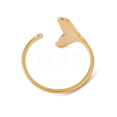 Ion Plating(IP) 201 Stainless Steel Whale Tail Shape Open Cuff Ring for Women RJEW-C045-09G-1