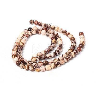 Natural Zebra Jasper Round Bead Strands G-M172-6mm-02-1-1