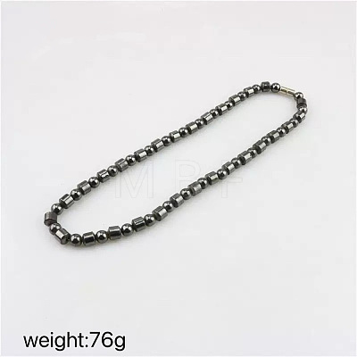 Synthetic Magnetic Hematite Column and Round Beaded Nacklaces for Men WA5844-5-1