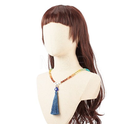 Gemstone Mala Beads Necklace NJEW-JN03814-1