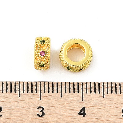 Brass Micro Pave Cubic Zirconia European Beads KK-P297-04B-G-1