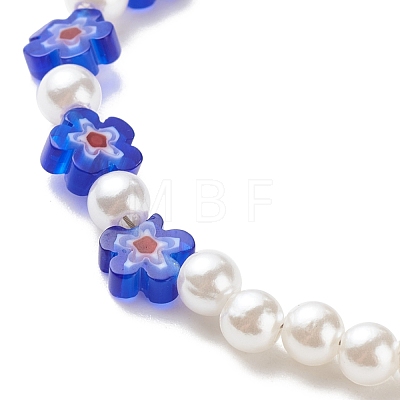 Plastic Imitation Pearl & Millefiori Glass Beaded Bracelet for Women BJEW-JB08432-1
