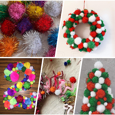 32Pcs 8 Colors Faux Fur Soft Sequins Pompom Ball DIY-SC0033-96-1