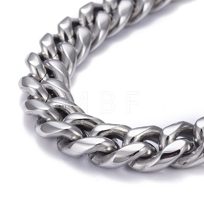 Men's 304 Stainless Steel Cuban Link Chain Bracelets BJEW-P263-B01-P-1