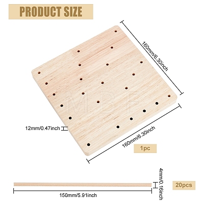 CHGCRAFT Square Wood Crochet Blocking Board DIY-CA0005-27A-1