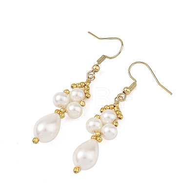 Glass Beaded Dangle Earrings EJEW-MZ00748-1