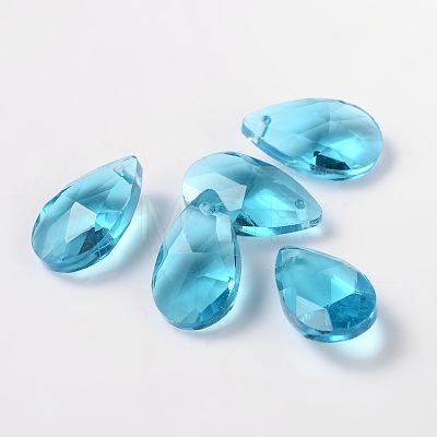 Faceted Teardrop Glass Pendants GLAA-O008-A05-1