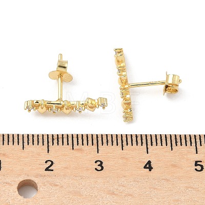 925 Sterling Silver Clear Cubic Zirconia Stud Earrings EJEW-Q032-01G-G-1