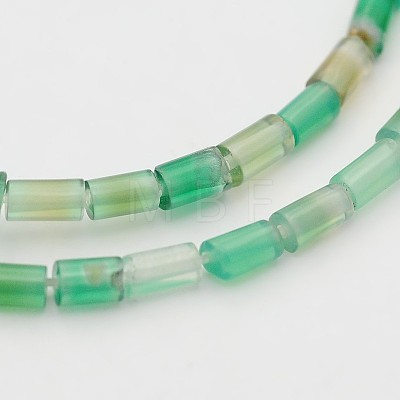 Natural Green Onyx Agate Column Beads Strands G-N0153-22-1