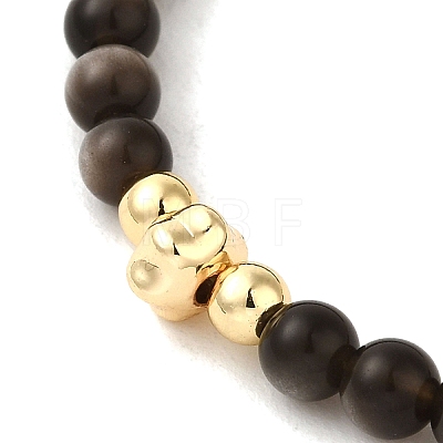 4mm Round Natural Silver Obsidian Beaded Bracelets BJEW-P318-03G-07-1