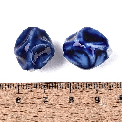 Vintage Handmade Porcelain Wrinkle Beads PORC-Q006-09H-1