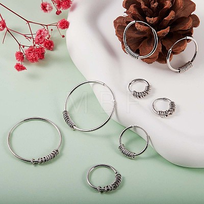 Rhodium Plated 925 Sterling Silver Circle Beaded Huggie Hoop Earrings for Women JE912A-03-1