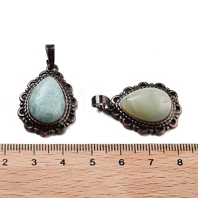 Natural Amazonite Teardrop Pendants G-K363-01R-11-1