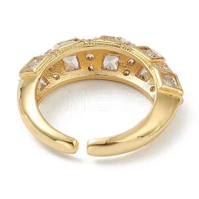 Brass Micro Pave Clear Cubic Zirconia Cuff Rings RJEW-L100-001-1