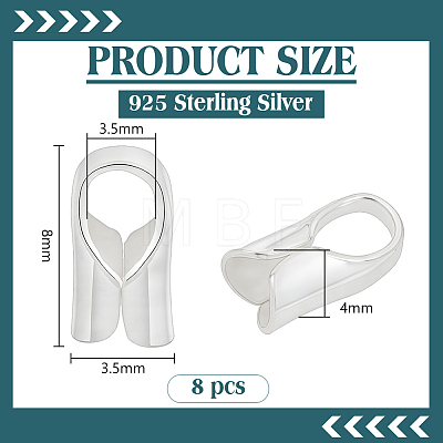 8Pcs Column Sterling Silver Cord Ends STER-BC0004-48A-1