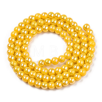 Electroplate Opaque Glass Beads Strands GLAA-T032-P4mm-AB08-1