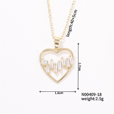 Heart Brass Micro Pave Cubic Zirconia Pendant Necklace for Couple CS3079-1