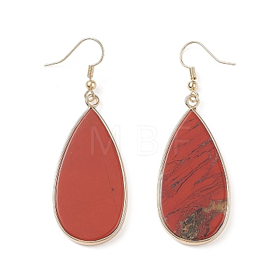 Natural Red Jasper Teardrop Dangle Earrings EJEW-G331-01G-04-1