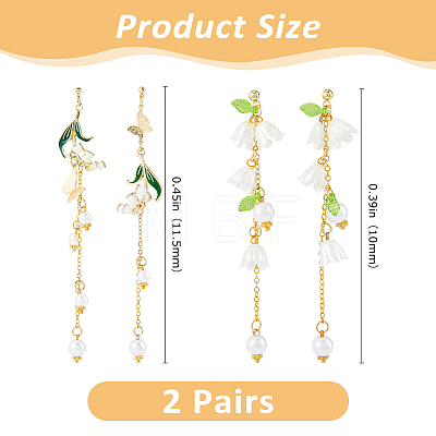 2 Pairs 304 Stainless Steel & Sterling Silver Dangle Stud Earrings EJEW-HS00011-1