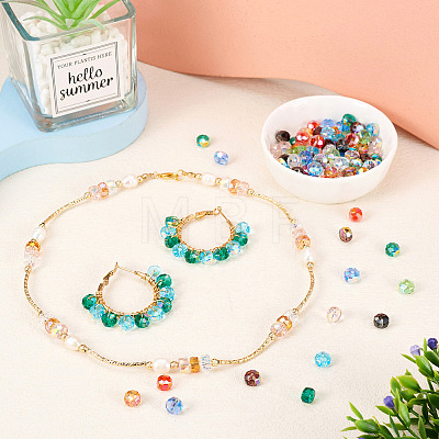  100Pcs 10 Colors Transparent Glass Beads Strands GLAA-TA0001-40-1