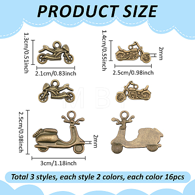 96Pcs 6 Styles Tibetan Style Alloy Pendants FIND-PH0060-36-1