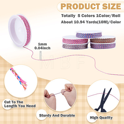 50M 5 Colors Braided Polyester Cords OCOR-TA0003-58A-1
