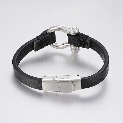 Men's Leather Cord Bracelets BJEW-P198-20-1