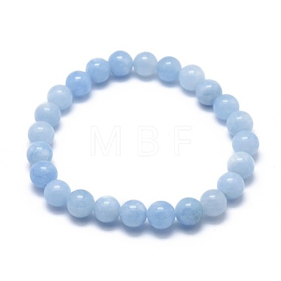 Natural & Dyed White Jade Bead Stretch Bracelets X-BJEW-K212-A-018-1