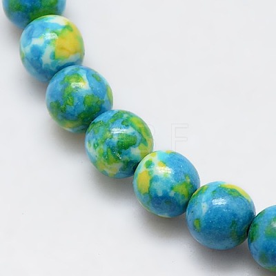 Synthetic Ocean White Jade Beads Strands G-L019-8mm-06-1