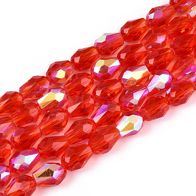 Transparent Electroplate Glass Beads Strands EGLA-N023-6x8mm-A04-1