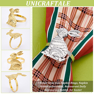 Unicraftale 6Pcs 2 Colors Tibetan Style Iron Napkin Rings AJEW-UN0001-34-1