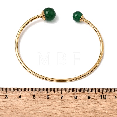 304 Stainless Steel & Nautral Gemstone Torque Bangles BJEW-H644-10G-1
